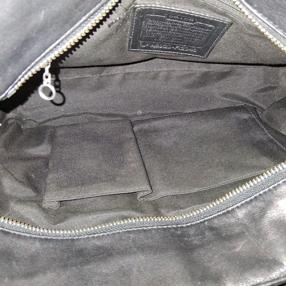 Coach Black Leather Tote F12343  with Silver Hardware Accents - Picture 5 of 6